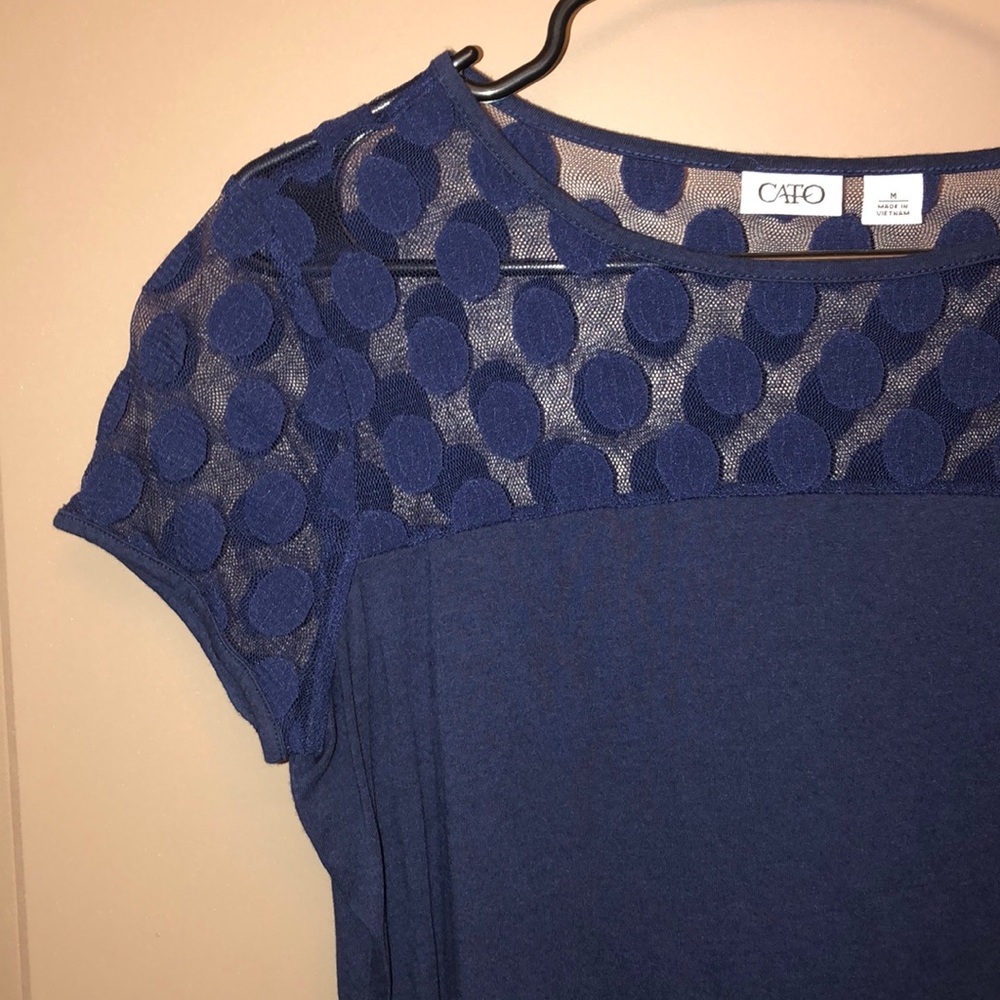 Navy blue short sleeve top. - Picture 2 of 2